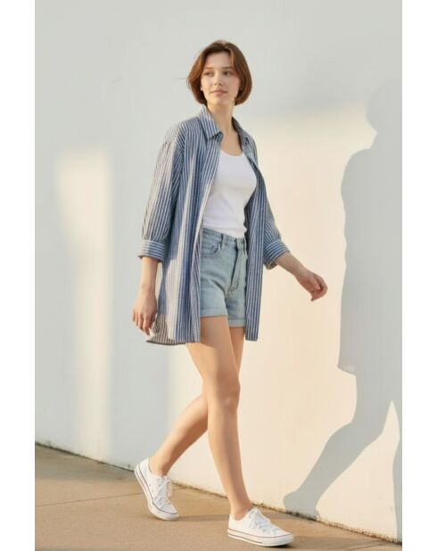 Chemise en lin mélangé Roxanne bleu jeans