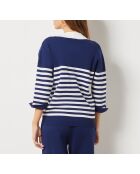 Pullover Coralise V ecru/blau