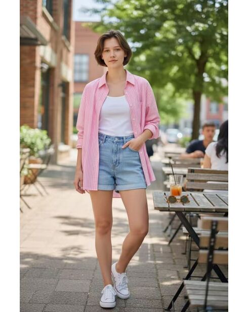 Chemise en lin mélangé Roxanne rosee