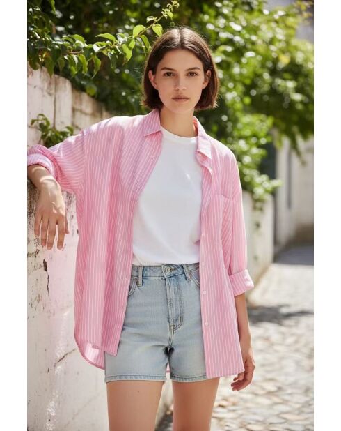 Chemise en lin mélangé Roxanne rosee