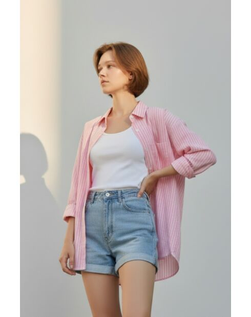 Chemise en lin mélangé Roxanne rosee