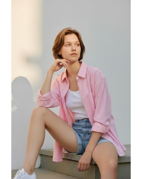 Chemise en lin mélangé Roxanne rosee