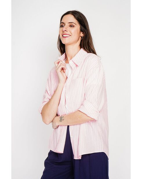 Chemise en lin mélangé Roxanne rosee