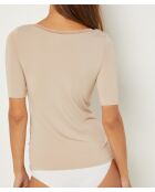 Maglietta Warm Me Up in pizzo color sabbia