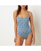 Emma-badpak uit één stuk met blauwgroene print zonder dunne beugels