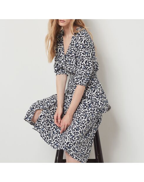 Meby schwarz-weißes bedrucktes Kleid