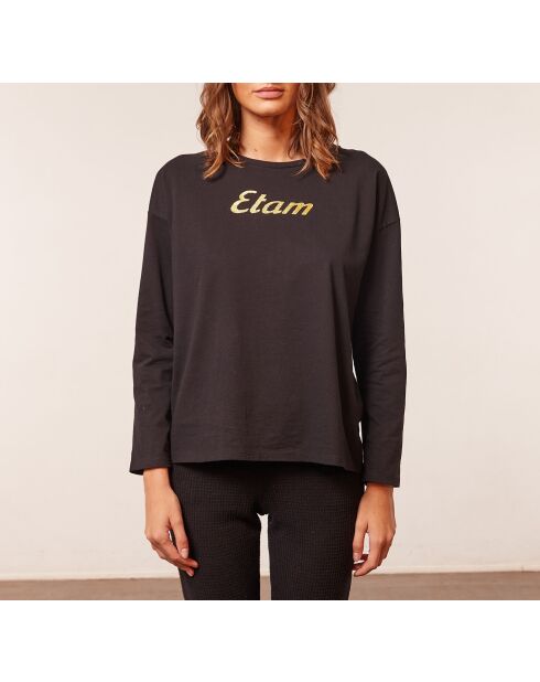 Zwarte top met lange mouwen One Girl