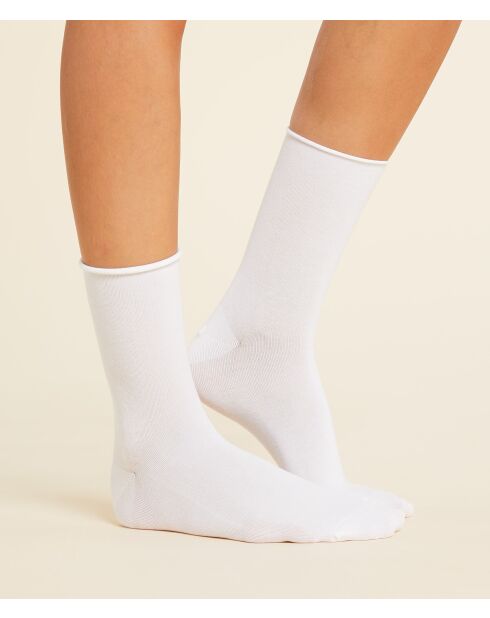 Calzini midi in cotone bianco 2PP