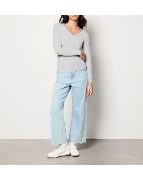 Warm Me Up Lace lichtgrijs T-shirt