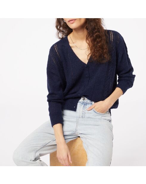 Anouck marineblaue V-Strickjacke