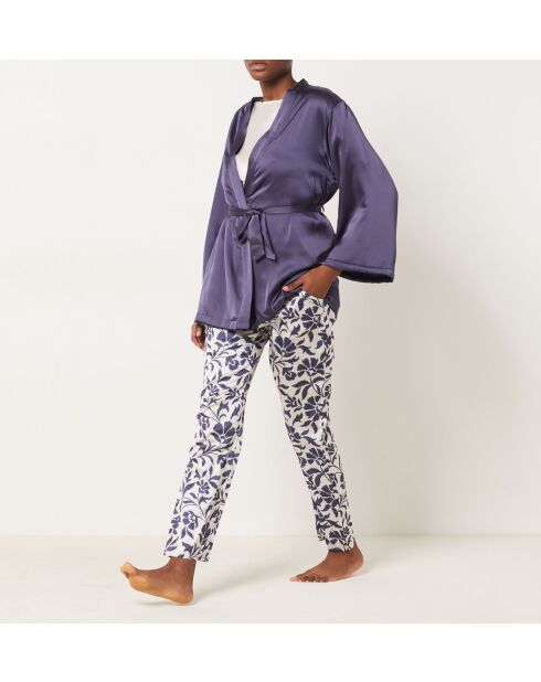 Pijama Tyssem azul medianoche y blanco de tres piezas