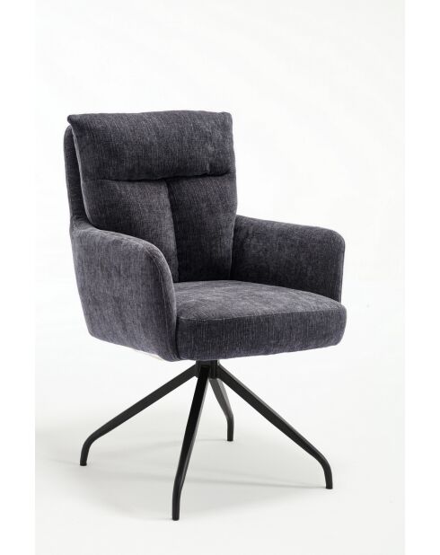 Lot de 2 fauteuils Monaco b gris noir foncé - 59x92x68 cm