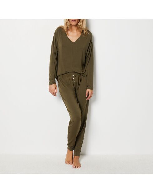 Mody Spe khaki olijfkleurige broek