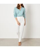 Camisa bordada Mireilla con estampado de fondo blanco