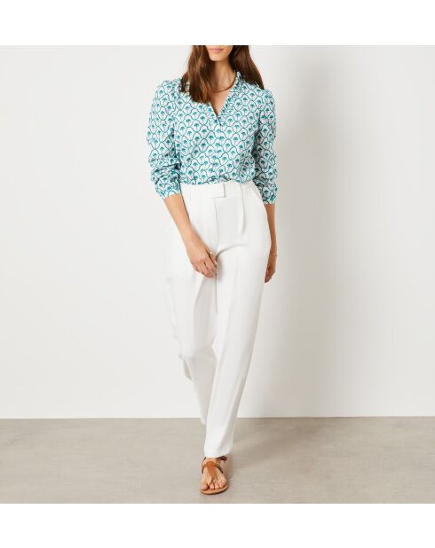 Besticktes Mireilla-Shirt mit weißem Hintergrunddruck