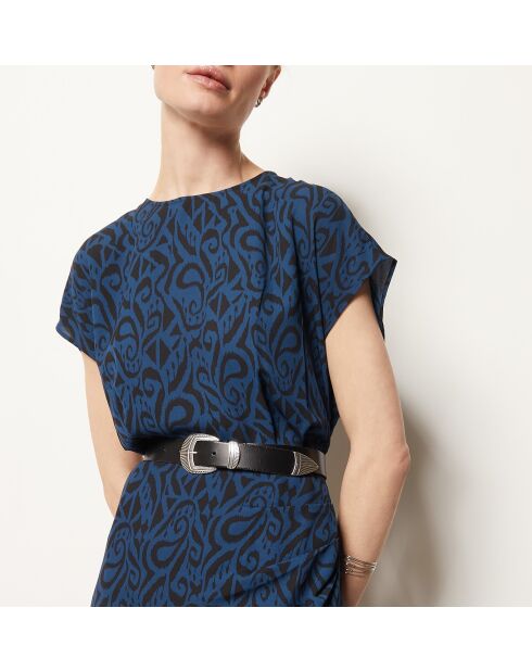 Romania jurk met donkerblauwe print