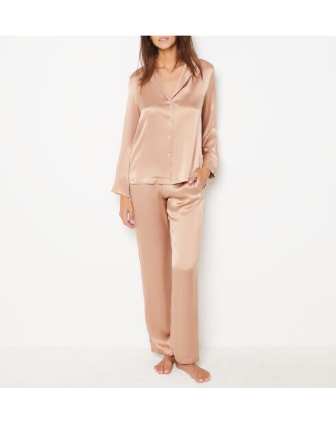 Parelachtige poederroze broek