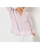 Blusa in jcq fared stampata su sfondo bianco