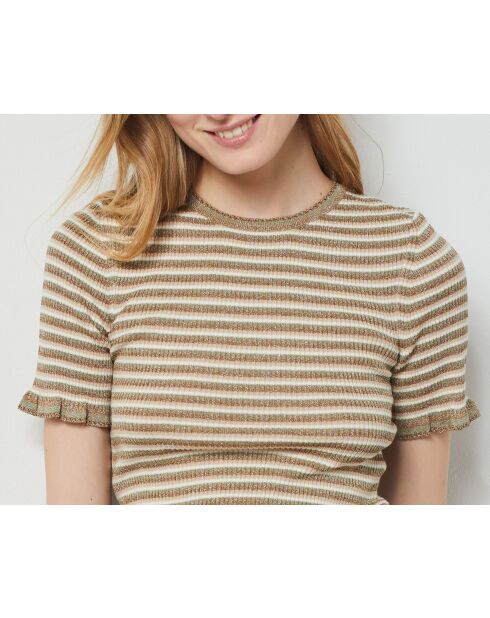 Top alla cannella a righe color oliva