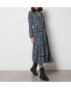 Ein langes Kleid mit Aleka-Print in Marineblau