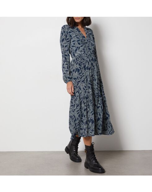 Ein langes Kleid mit Aleka-Print in Marineblau