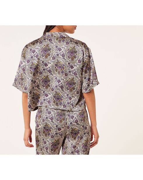 Reeva shirt met paarse achtergrondprint