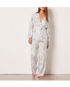 Paisley broek met blauwgroene print