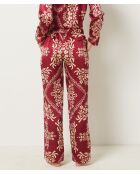 Pantalones florales granates burdeos