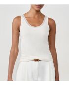 Camiseta sin mangas Warm Me Up Lace en color crudo