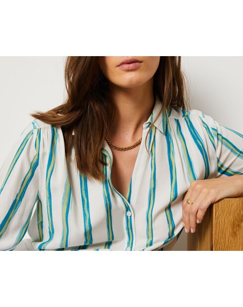 Blauwgroen gestreept hemd van Molya