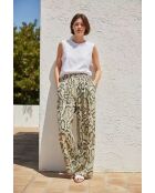 Pantalon en lin mélangé Aurore kaki clair