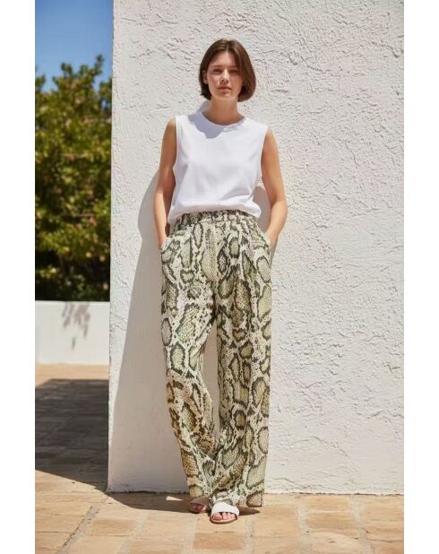 Pantalon en lin mélangé Aurore kaki clair