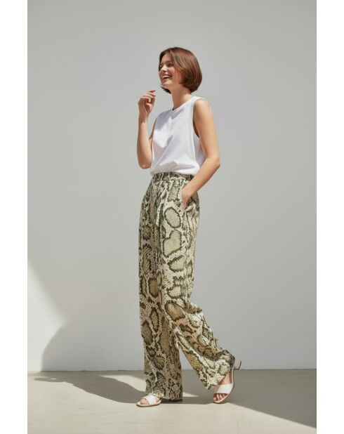 Pantalon en lin mélangé Aurore kaki clair