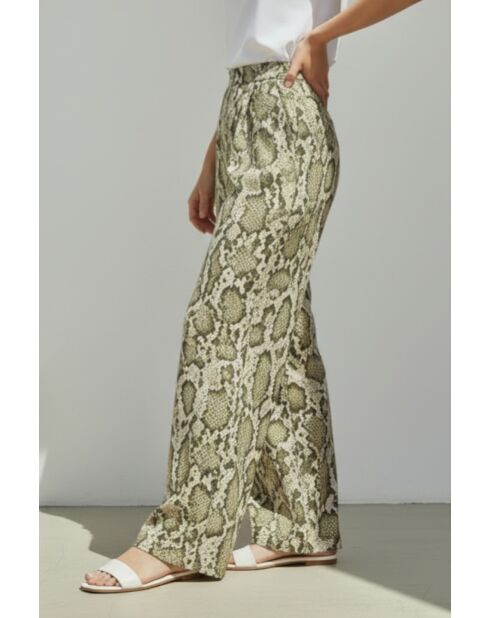 Pantalon en lin mélangé Aurore kaki clair