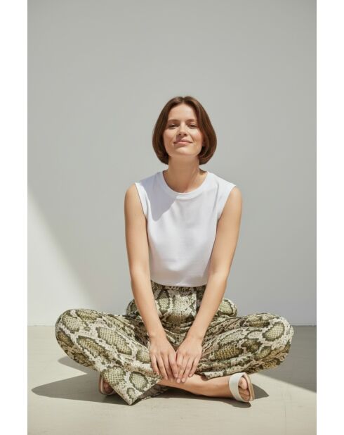 Pantalon en lin mélangé Aurore kaki clair