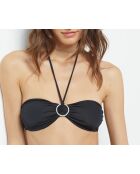 Schwarzer rahmenloser BH mit auffälligem Bandeau