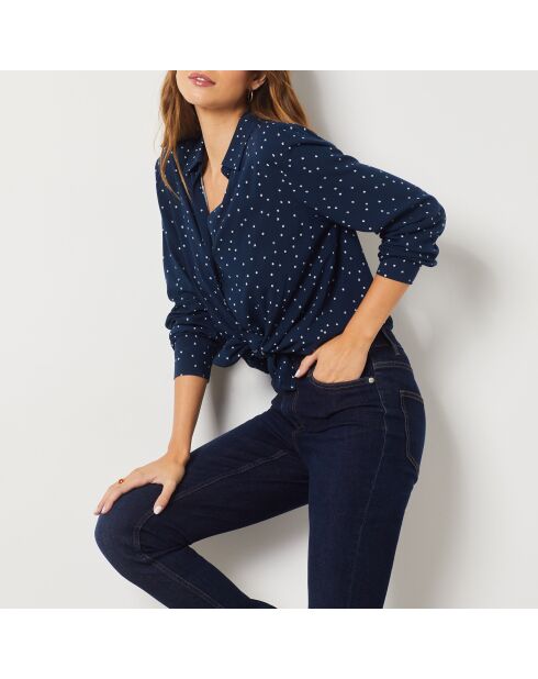 Marineblauw overhemd met print Movi