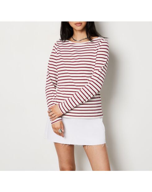 T-shirt met bordeauxrode strepen van Batou