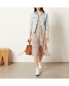 Abito Cesar stampato con fondo corallo