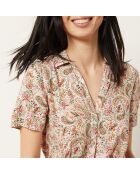 Abito Cesar stampato con fondo corallo