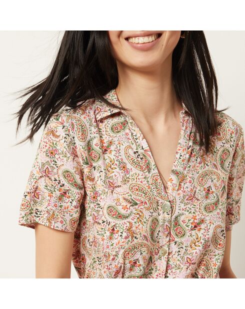 Vestido Cesar estampado con fondo coral