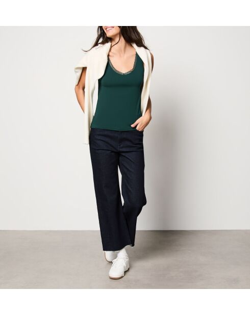 Camiseta sin mangas Warm Me Up con encaje verde abeto