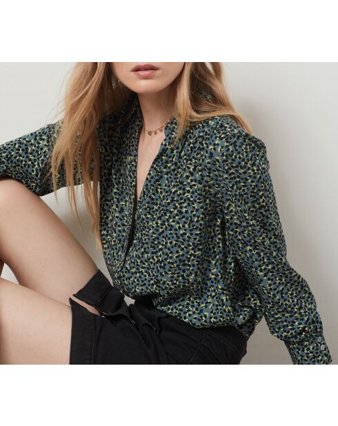 Blauwgroen overhemd met print van Molya