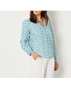 Camisa bordada Mireilla con estampado de fondo blanco