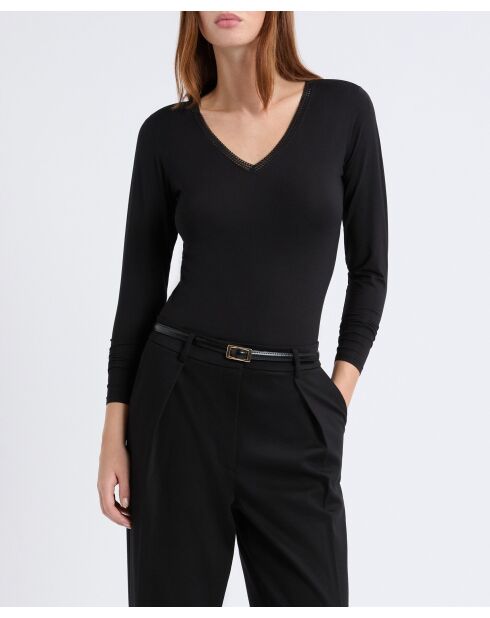 Warm Me Up Schwarzes Spitzen-T-Shirt