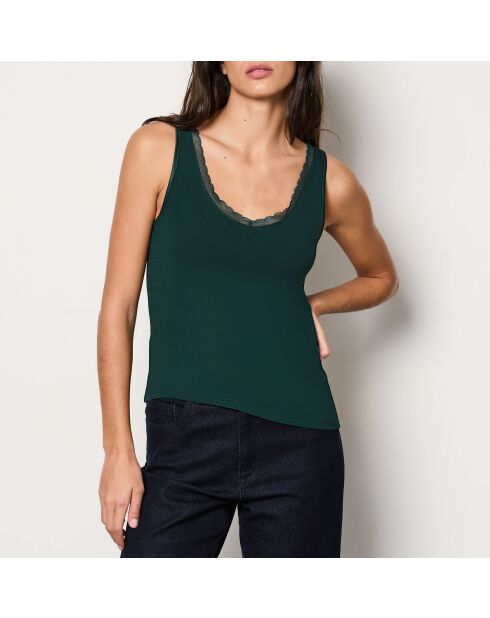 Camiseta sin mangas Warm Me Up con encaje verde abeto