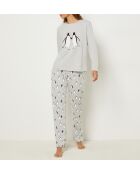 Antracietkleurige driedelige pyjama Veda