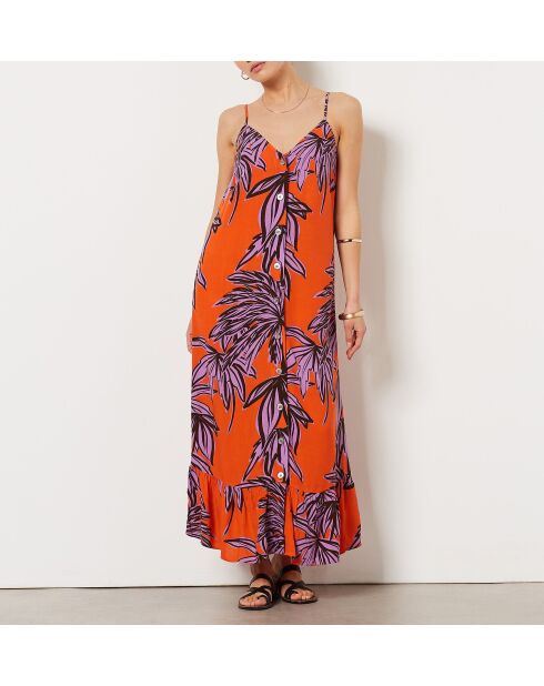 Felixa Kleid mit korallenfarbenem Hintergrunddruck