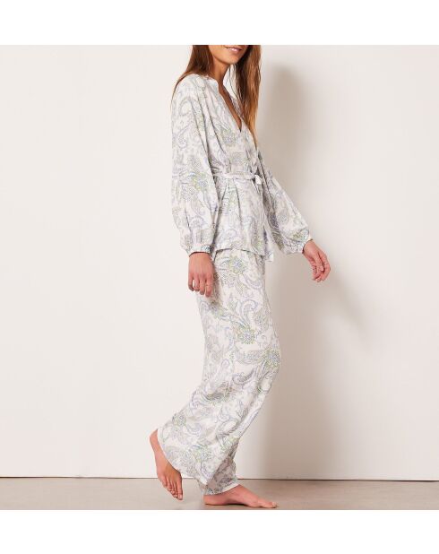 Bata estampada azul y verde de cachemir