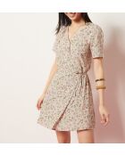 Vestido Cesar estampado con fondo coral